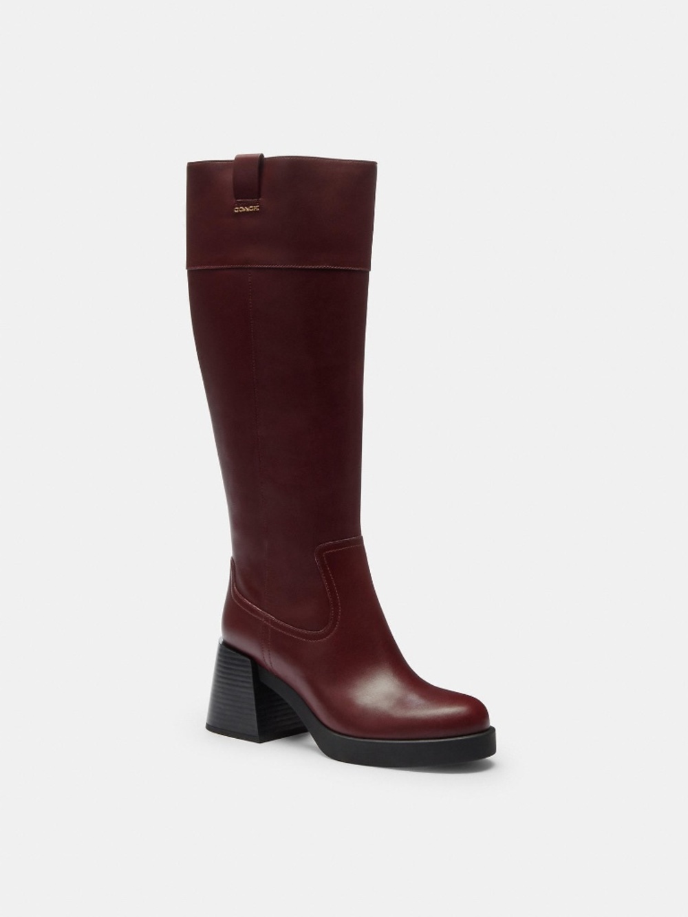 New Coach Block Brown Heel Tall Boot